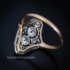 2CT Round Lab-Created Diamond Vintage Art Deco Antique Ring 14K 2-Tone Gold Over