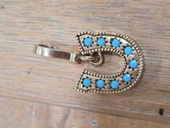Vintage Y2K JUICY COUTURE 2004 Lucky Horseshoe Gold/Turquoise/Crystal Charm