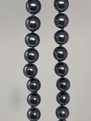 Gray Faux Pearl Necklace 17 Inches Knotted 8mm Beads Vintage Sheen Unsigned