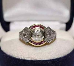 3.85Ct Art Deco Style Lab Created Diamond Engagement 14K Yellow Gold Finish Ring