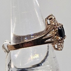 Onyx Cluster Cocktail Shield Ring 18k Yellow Gold Plated CZ Accent Size 7