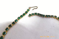 RARE VINTAGE JULIANA D&E BLUE & GREEN MARQUISE RHINESTONE NECKLACE EARRINGS SET