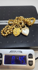 Vintage Joan Rivers Gold Tone Belcher Chain Heart Charm Necklace 32 in