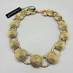 R.J. Graziano Necklace Earrings Set NWT Gold Tone Spiral Disc Statement Collar