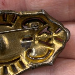 Vintage Art Deco Brooch Pot Metal Colorful Czech Rhinestones 2 Inches READ
