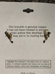 Copper Bracelet Cuff Band With Magnets Feather Engraving Healing Power