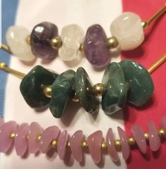 Hobe Necklaces,3 Original Tag, Gemstones, Amethyst 15″, Quartz, 17″ Pink, Green