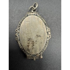 Vintage Ornate Floral Art Deco Oval Locket Pendant Silver Tone 26.7mmx41.4mm
