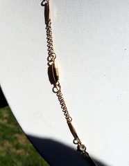Vintage Necklace Gold Tone Delicate Bar Links / Crystals Very Elegant 20″
