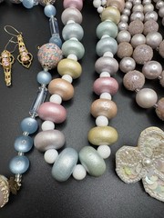 TITLE Vintage Pastel Beaded Jewelry Lot Necklaces Earrings Pearl Glam Retro