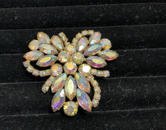 Vintage Juliana Clear AB Rhinestones Gold Tone Large Pin Brooch