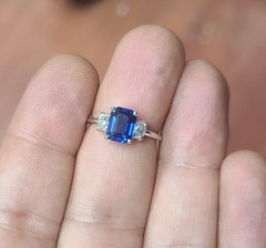 Vintage Platinum Engagement Ring 2.04CT.Natural Untreated Blue Sapphire GIA Cert