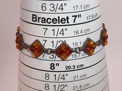 Vintage Hallmarked Poland Two Tone Amber 925 Sterling Silver Link Bracelet 7.5″