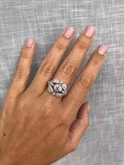Art Deco Style Lab Created Diamond Engagement & Wedding Ring 14k White Gold FN