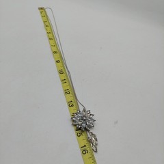 Clear Marquise Rhinestone Flower Silver Tone Lariat Slide Necklace Vintage