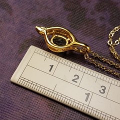 Vintage 1980s Blue Topaz Gemstone Pendant Necklace Signed JC