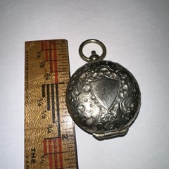 Antique German Silver Coin Locket Pendant Or Fob Charm