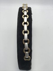 Vintage 2 Tone Matte SIlver & Gold Designer Look Bracelet sz 6.75″