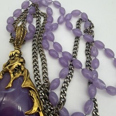 Vtg The Love Witch Brutalist Purple Faux Amethyst Lucite Pendant Necklace