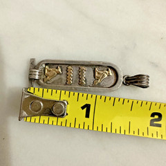 STERLING SILVER & 14K GOLD EGYPTIAN REVIVAL CARTOUCHE HIEROGLYPHIC ANNA PENDANT
