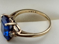 Vintage Kimberly 10K Gold, 3.7 ct Blue Tanzanite & Spinel Ring Size 6 – 2.7 gm