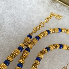 Vtg Museum Museum Art Lapis Lazuli Beaded Necklace Bracelet Etruscan Revival MMA