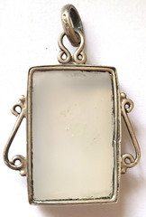 VINTAGE STUNNING STERLING SILVER OPALITE GEMSTONE PENDANT SIGNED 925