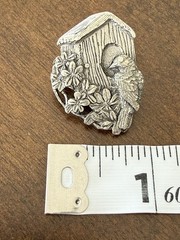 Vintage Birds & BloomsLimited Edition Pewter Brooch Pins Butterfly Birdhouse Set