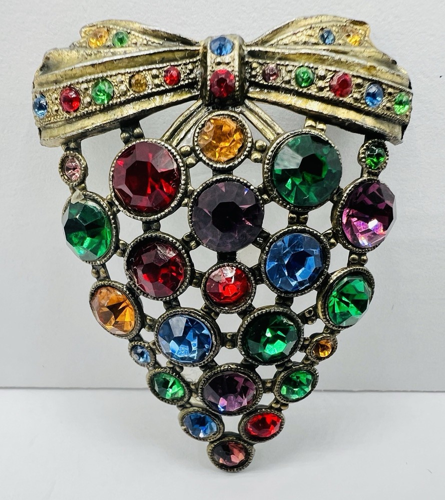 Art Deco Fruit Salad Brooch – C Clasp – no missing stones!