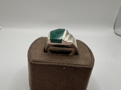 Vintage Sterling Silver TL-89 Inlay Malachite Rings, Size 11.25