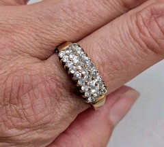 Unisex Vintage 70s Lind 14K HGE Yellow Gold CZ Domed Cocktail Ring Sz 11.25