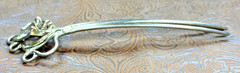 Vintage Solid Brass Hair Comb/Pins~Calla Lily Flower w Vines & Leaf ~Art Nouveau