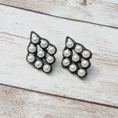 Vintage Earrings For Pierced Ears Unusual Design Faux Pearl