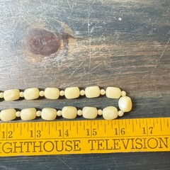 Two Vintage West Germany Necklaces Yellow Off White Lucite Plastic 3 Strand Long