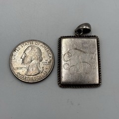 Vintage Sterling Silver 925 Rectangle GL3 Marked 40.70mm Pendant 7.2g