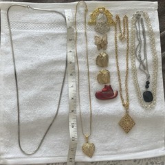 17pc Vintage Jewelry & Pin Lot Rhinestone Crystal Beads Gold-Silver Color Metal