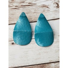 Vintage Stud Earrings For Pierced Ears – Blue Hammered Design