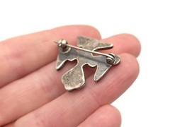 Vintage Zuni Sterling Multi Stone Turquoise Thunderbird Pin Brooch Hand Stamped