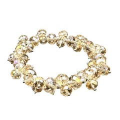 CHUNKY CRYSTAL BRACELET Champagne Crystals Silver Beads – 6 3/4″ Stretch