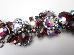 DELIZZA & ELSTER JULIANA RUBY RED RHINESTONE BRACELET & EARRINGS SET