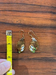 Vintage Wild Byrde fresh water pearl and gold seashell french wire earrings