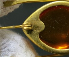Vintage Natural Baltic Amber Beetle Brooch USSR Gold-Plated Pin 1965s