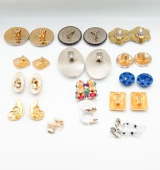 VTG Clip On Earring Lot 14 Pairs Laurel Burch Audrey Schenk Bergère Avon