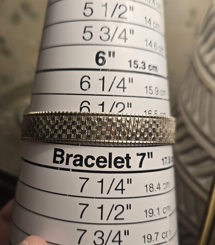 Vintage Goldette Signed Silver Checker Style Bracelet Size 6 3/4″