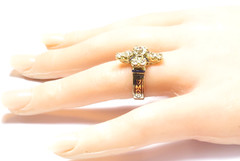 Victorian Old Mine Diamond 1880’s Enamel Engagement Ring 18KY Size 6.25 UK-M