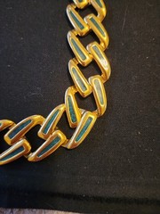 Vintage gold tone cuban link necklace and matching earrings set