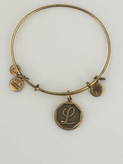 Alex and Ani Expandable Initial L Charm Bracelet Antique Gold Tone