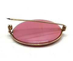 Vtg Pink Glass Gold Filled Wire Wrapped Brooch & Earrings Set Estate