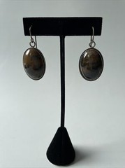 Vintage Jasper Sterling Silver Earrings with Fish Hook Closing; Made In USSR