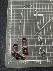 Vintage Red & Pink Glass Beaded Slider Charm Necklace 16” Chain